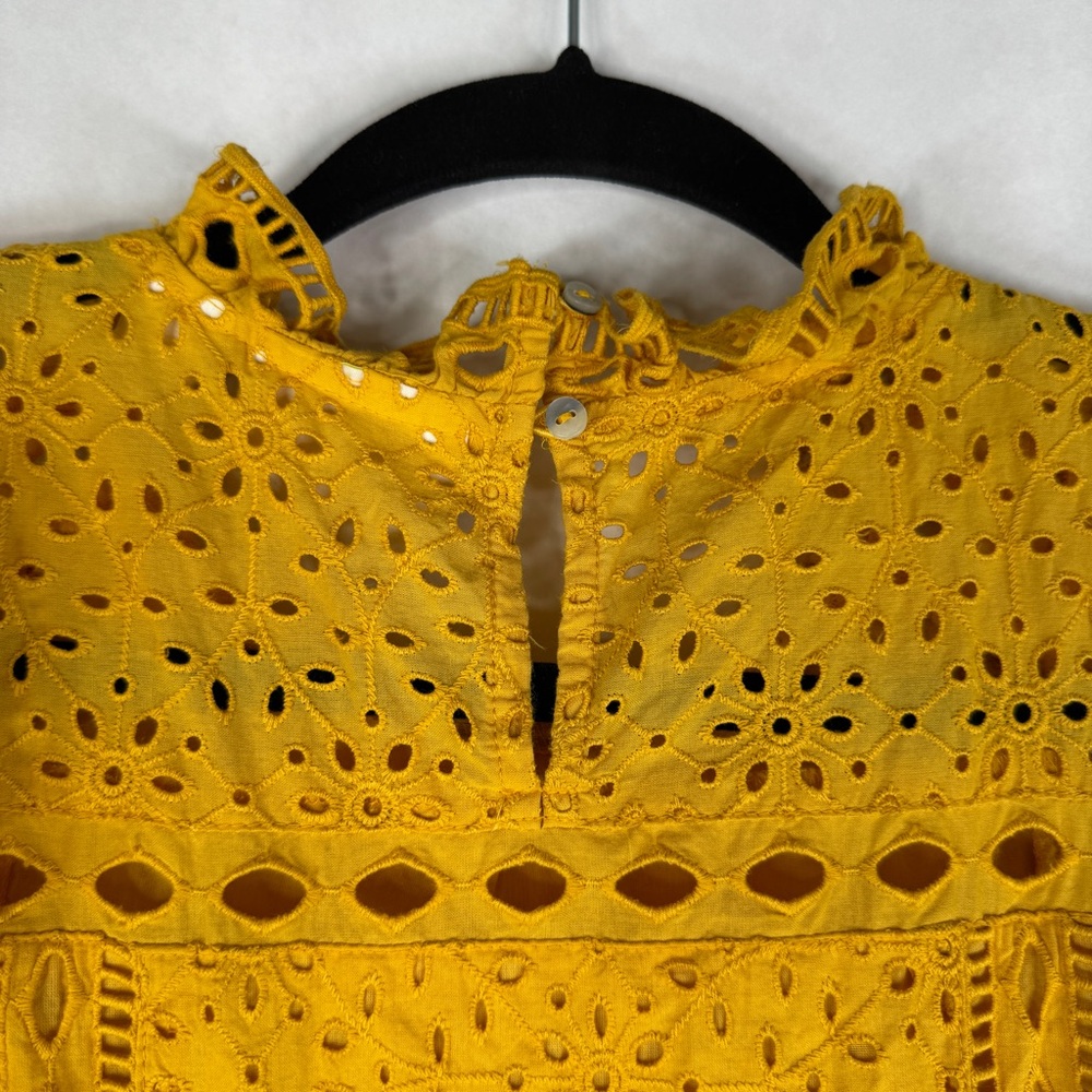 ANTHROPOLOGIE / MAEVE Tilly Eyelet Blouse - Marigold Yellow - Sz 0 - Picture 9 of 12